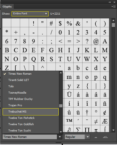 glyphs trong illustrator